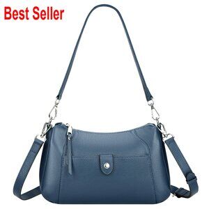 Genuine Leather Small Hobo Crossbody Bag with Adjustable Straps